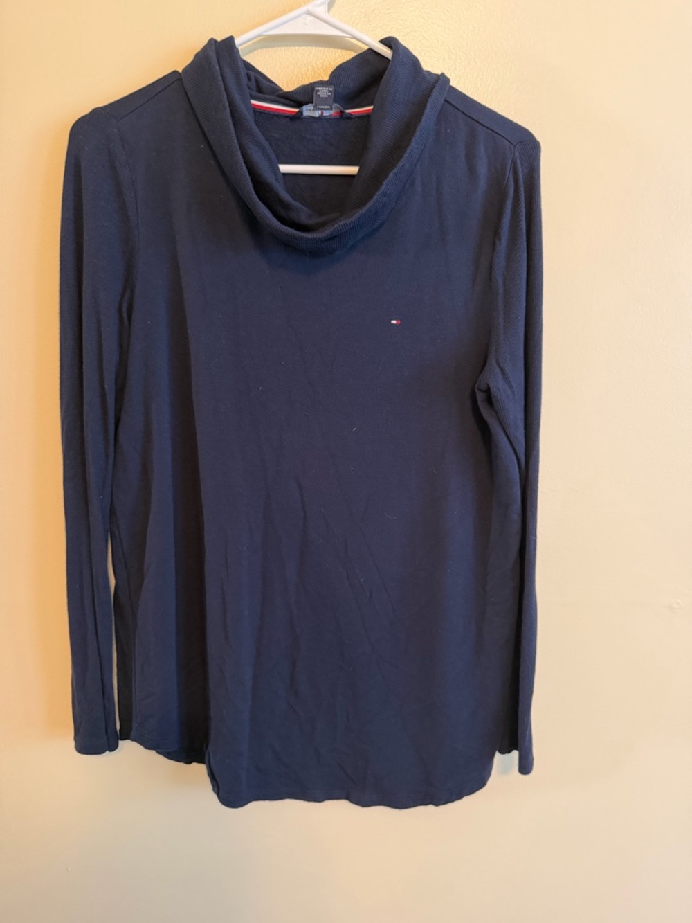 Tommy Hilfiger Navy Ribbed Cowl Neck Pullover
